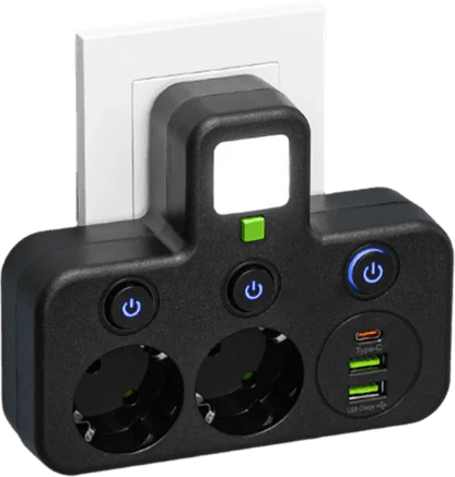 Flerports EU-stikkontaktadapter