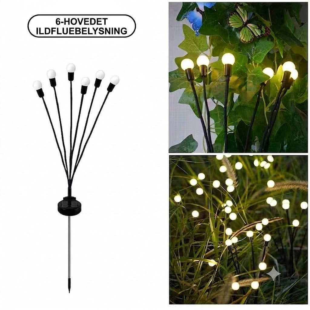Solcelledrevet ildflue-havebelysning