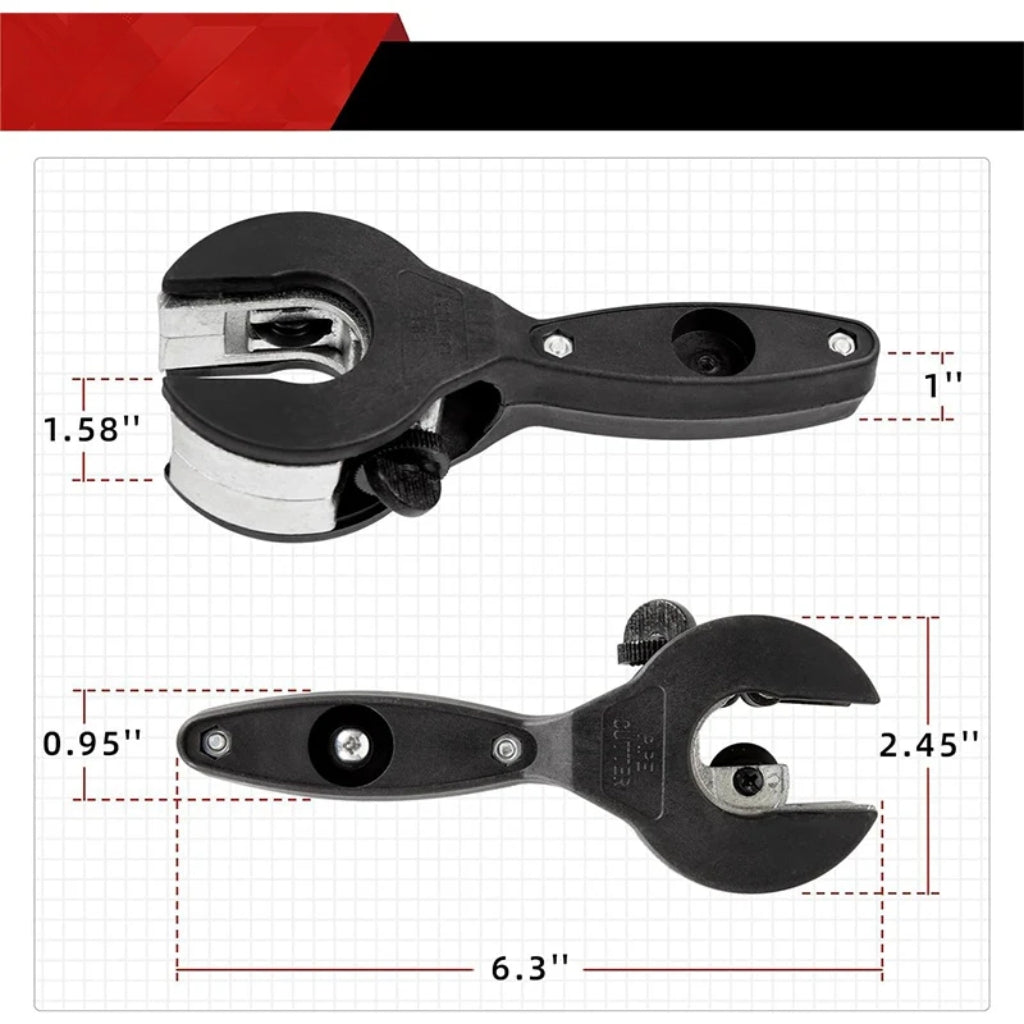 3-delt rørskærer med skralde mekanisme