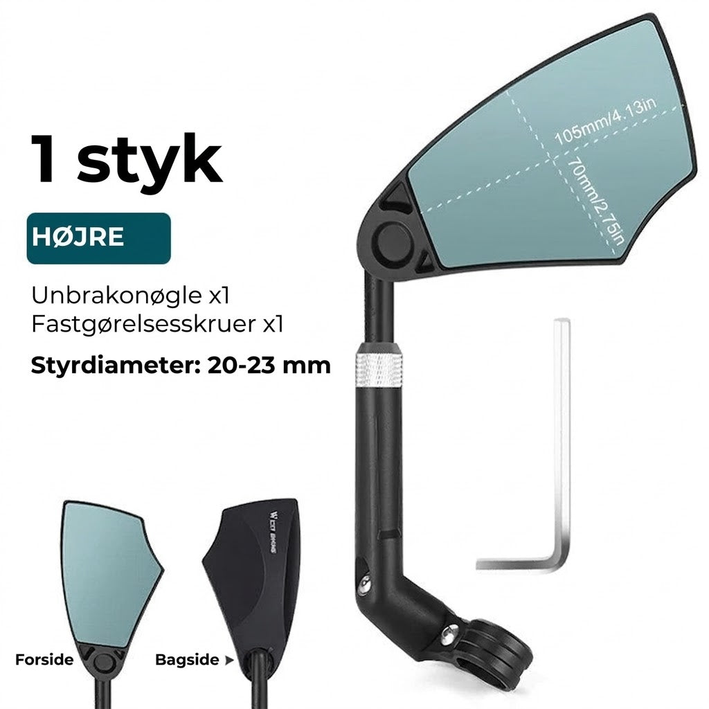 Justerbart bakspejl til cykelstyr – 360° udsyn
