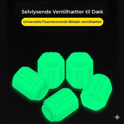 Selvlysende ventilhætter – Lysende – Til cykler, biler og motorcykler