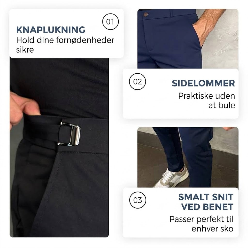 Herrebukser med stretch og slim fit