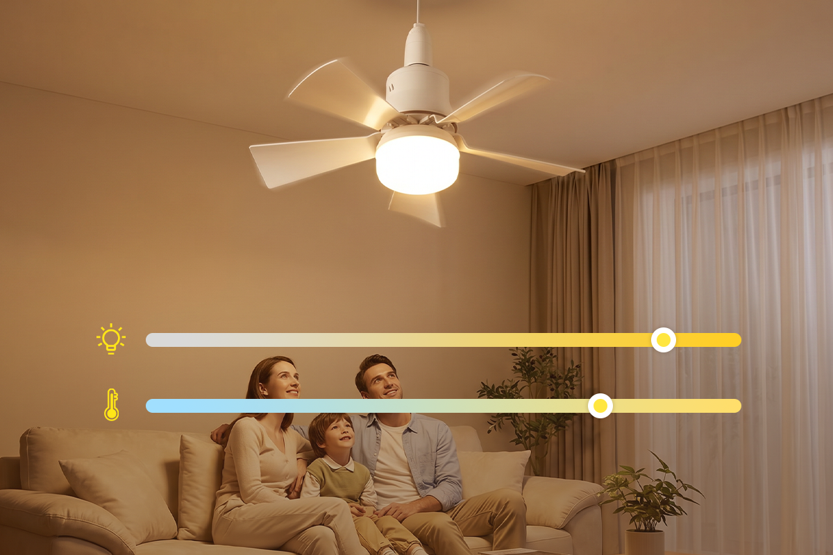 2-i-1 loftsvifte med LED-lys - inkl. fjernbetjening