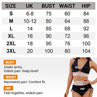 💃 Højtaljet maveformende bikini i farveblok-design 👙