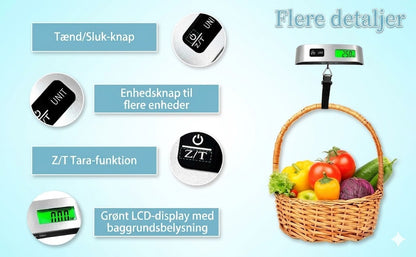Bærbar bagagevægt med LCD-display