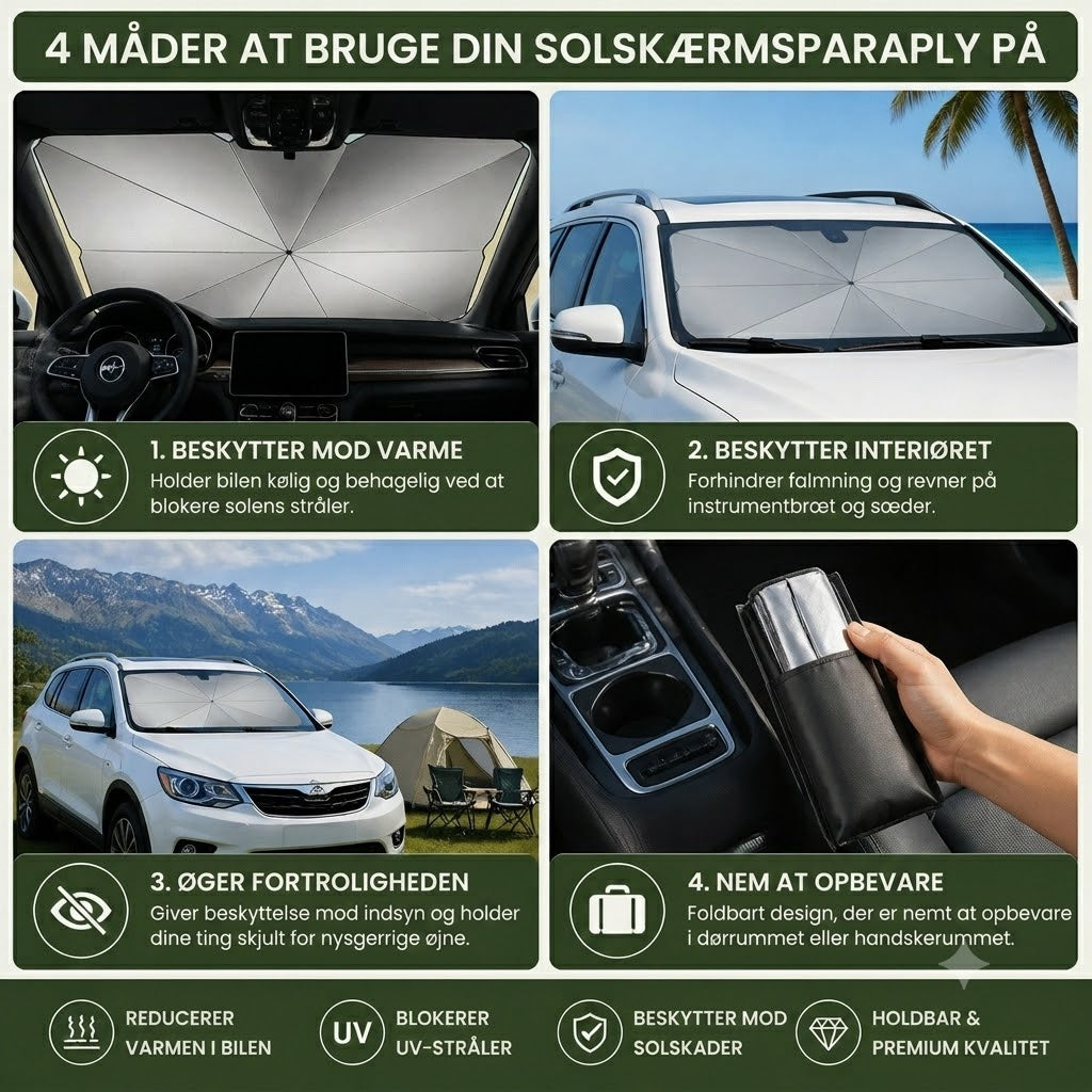 Foldbar solskærm til forrude – effektiv UV-beskyttelse og solskærmning til bilen🚗☂️
