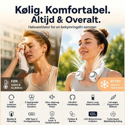 Neck klimaanlægsventilator – Stille personlig køling til sommeren