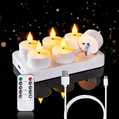 Genopladelige LED-fyrfadslys (flammefri) — skaber en hyggelig stemning — ingen brandfare