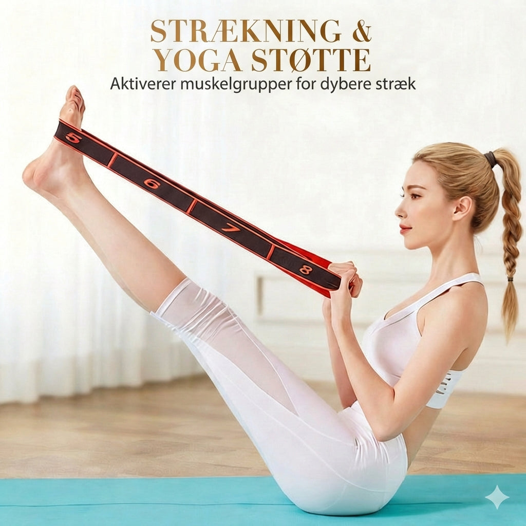 Lang modstandsbånd – yoga bånd til pilates og udstrækning (træningselastik)