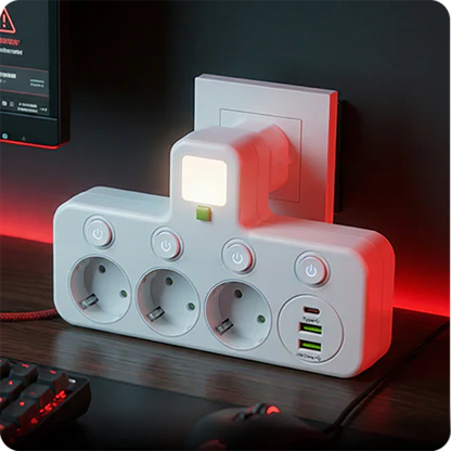 Flerports EU-stikkontaktadapter