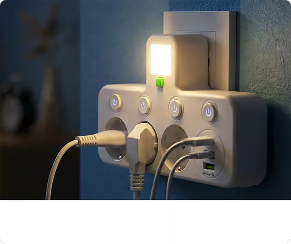 Flerports EU-stikkontaktadapter