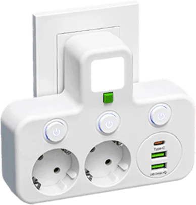 Flerports EU-stikkontaktadapter