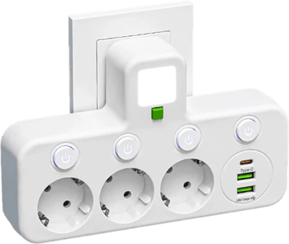 Flerports EU-stikkontaktadapter