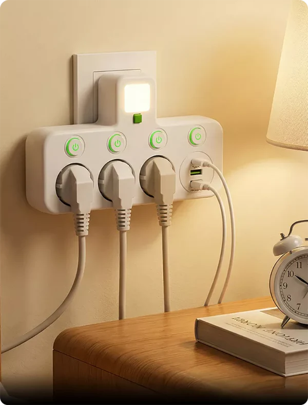 Flerports EU-stikkontaktadapter