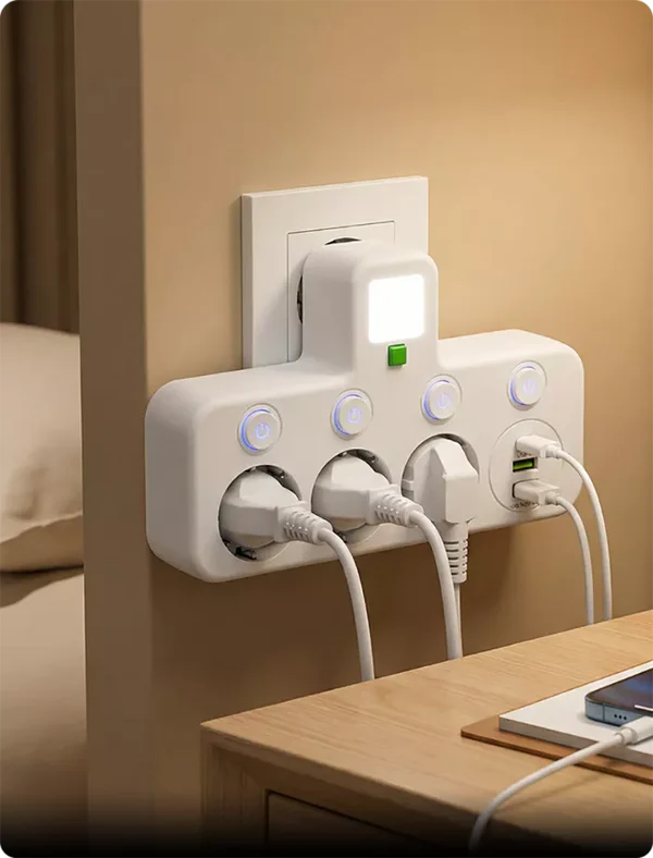 Flerports EU-stikkontaktadapter