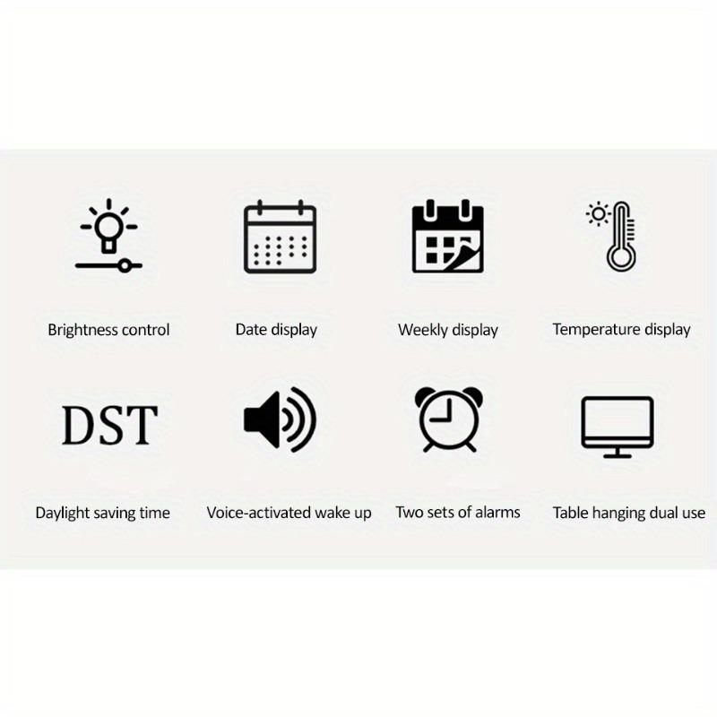 Stort digitalt LED-vægur – Moderne elektronisk ur med dato og temperatur