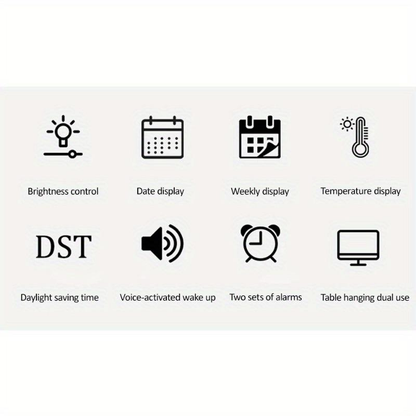 Stort digitalt LED-vægur – Moderne elektronisk ur med dato og temperatur