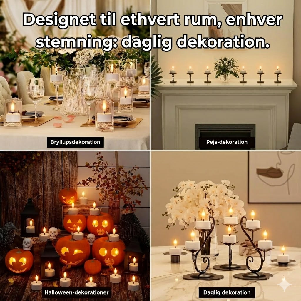 Genopladelige LED-fyrfadslys (flammefri) — skaber en hyggelig stemning — ingen brandfare