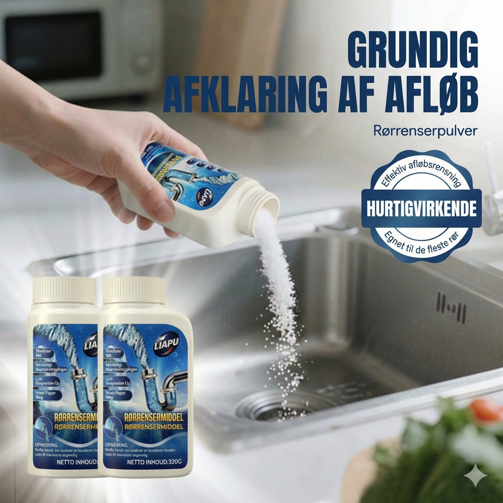 Kraftig afløbsrens – flydende rørrens til køkken, bruser og toilet (opløser hår og fedt)