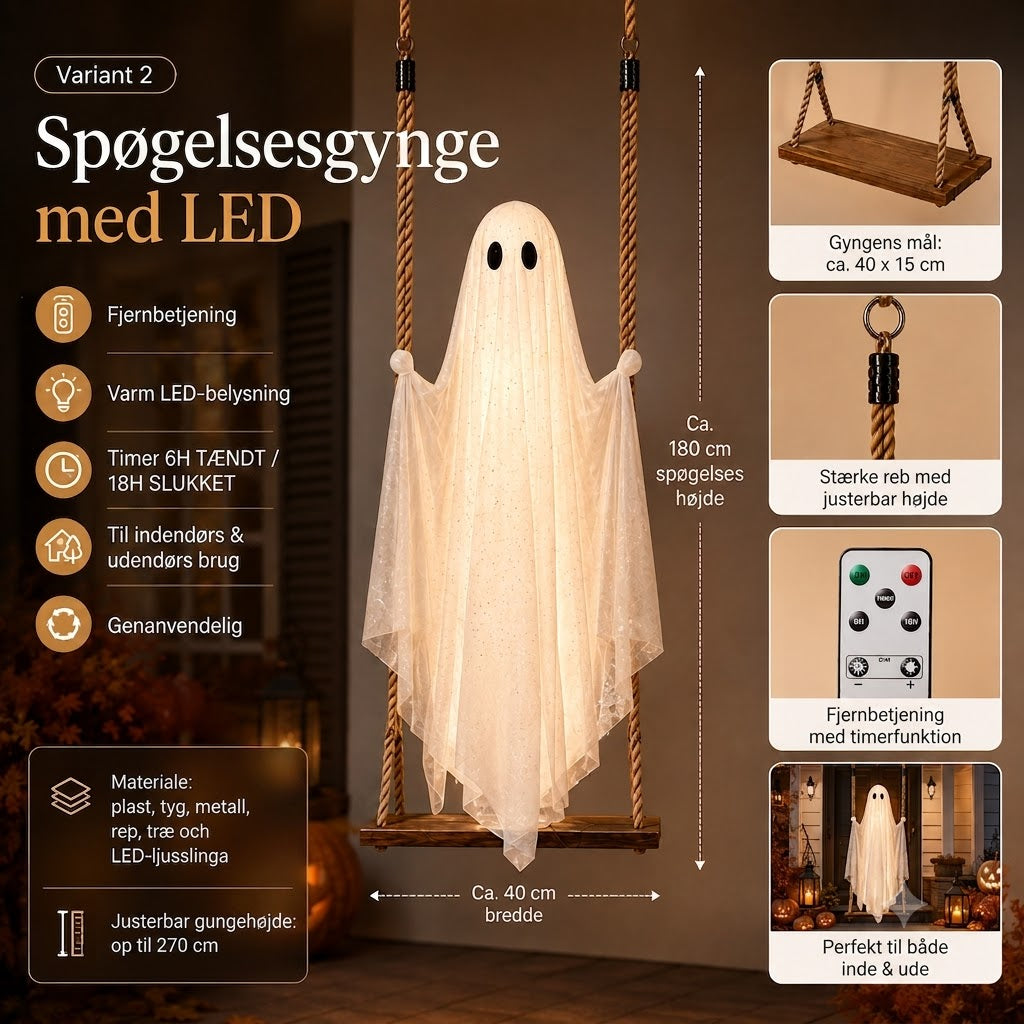 👻🎃Spøgelsesgynge med LED-lys – Den nye halloween-dille i 2026! 🍁👻