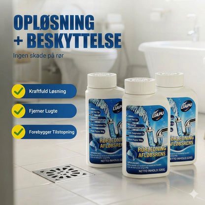 Kraftig afløbsrens – flydende rørrens til køkken, bruser og toilet (opløser hår og fedt)