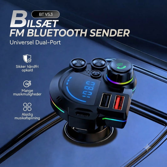 Universal FM Bluetooth-sender – trådløs streaming af musik og håndfri opkald