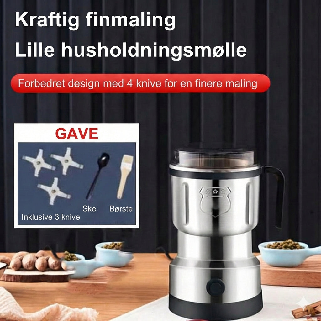 Elektrisk kaffe- og krydderikværn – kværn i rustfrit stål til kaffe, nødder og frø (kompakt)