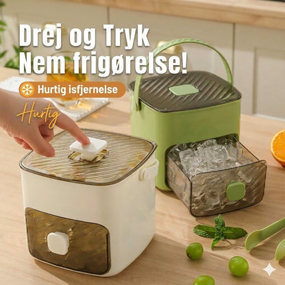 Isterningebakke i silikone med låg – klembar iskop med håndtag