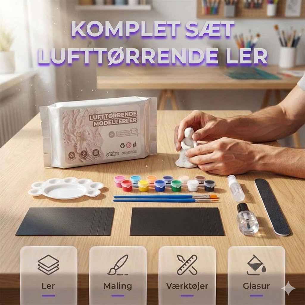 Sæt med lufttørrende ler