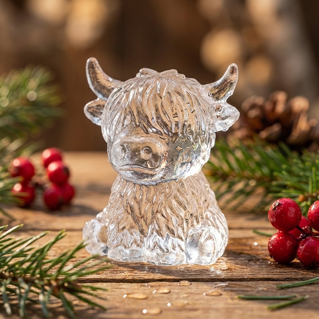 🐮 Mini skotsk højlandskvæg – 3D silikone-isterningform