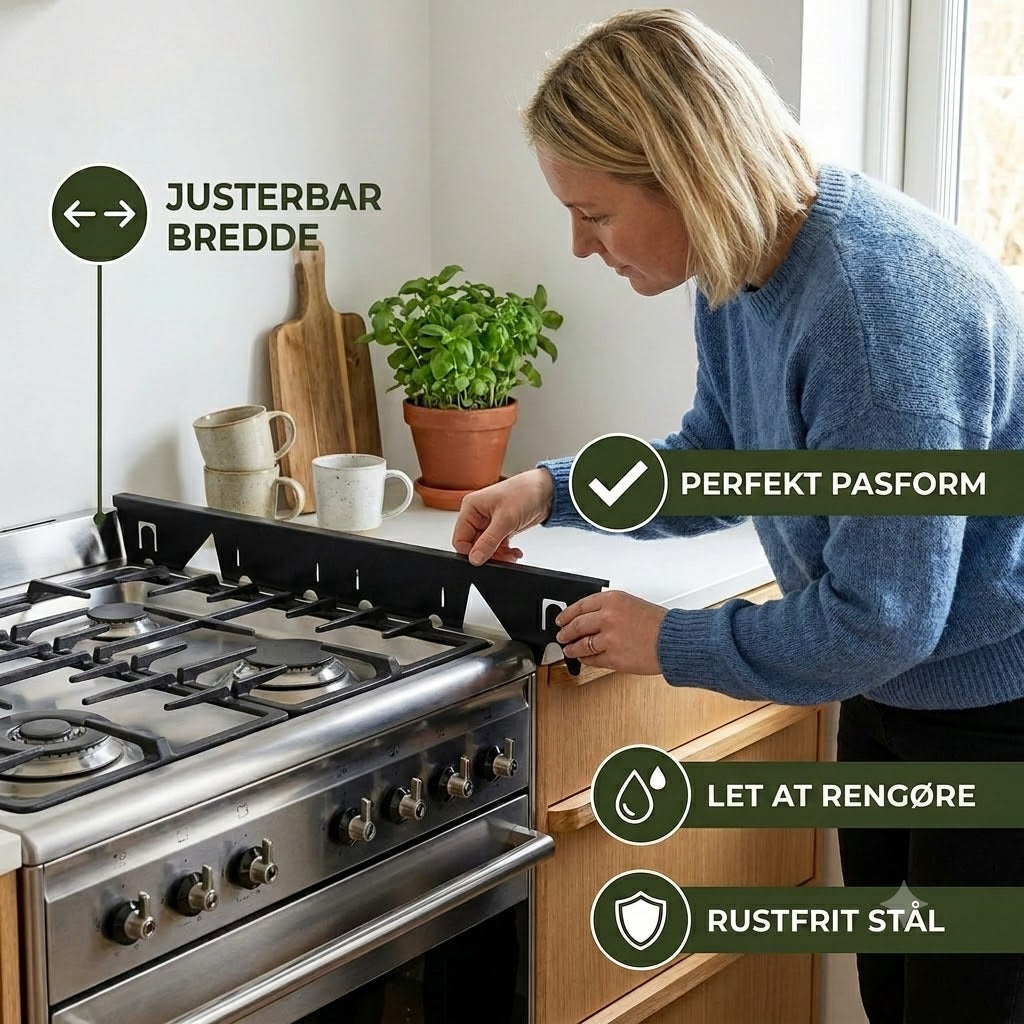 Justerbar beskyttelsesplade til komfursprakker – beskytter bordpladen i køkkenet-1 sæt (2 stk.)