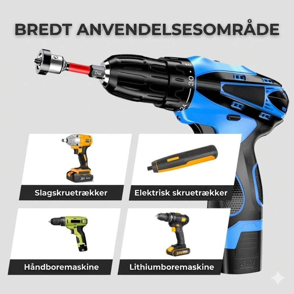 Magnetisk skruebits af S2-stål med dybdestop