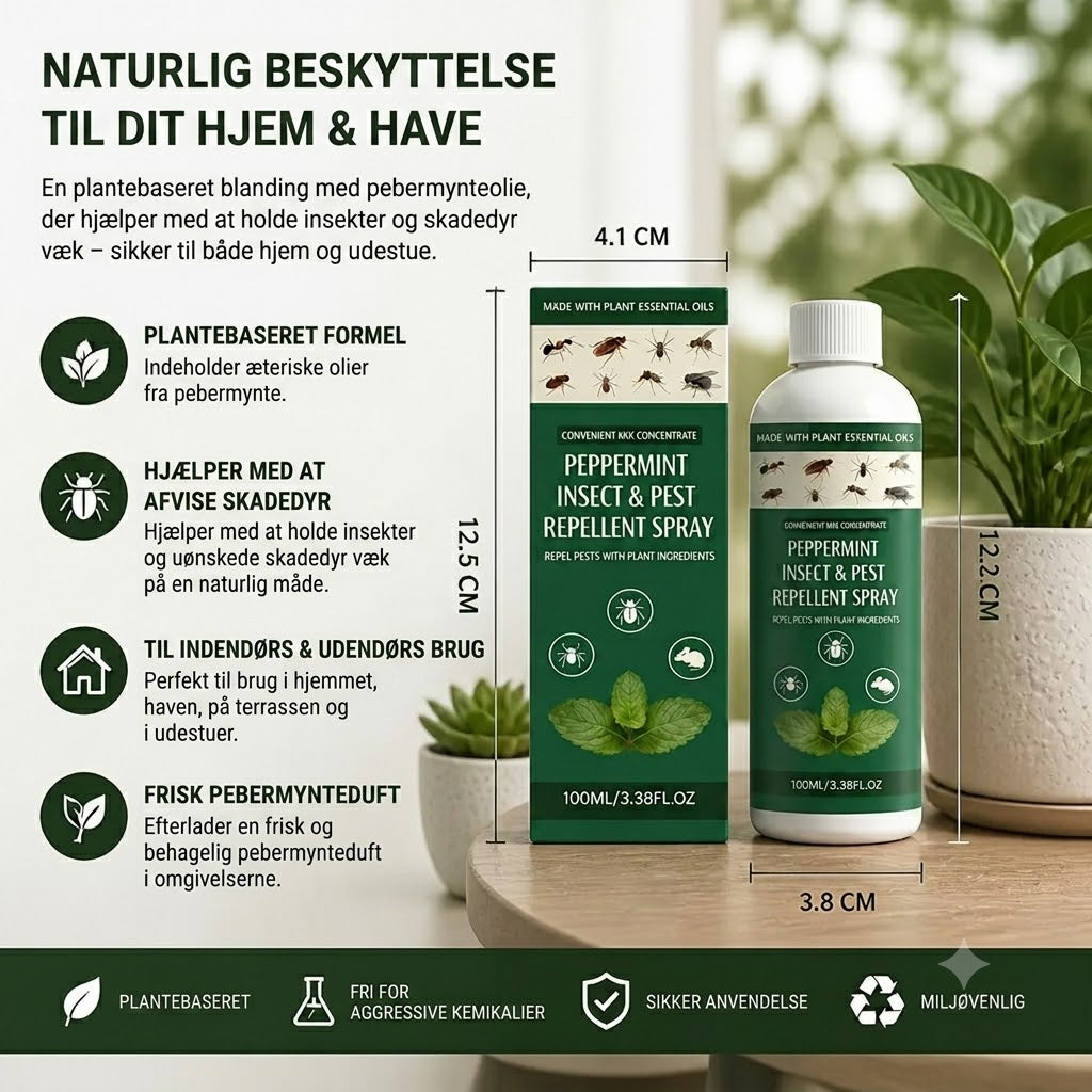 MOONSPRY Pebermynte Insektspray – Insektmiddel til indendørs og udendørs brug, soveværelse og have.
