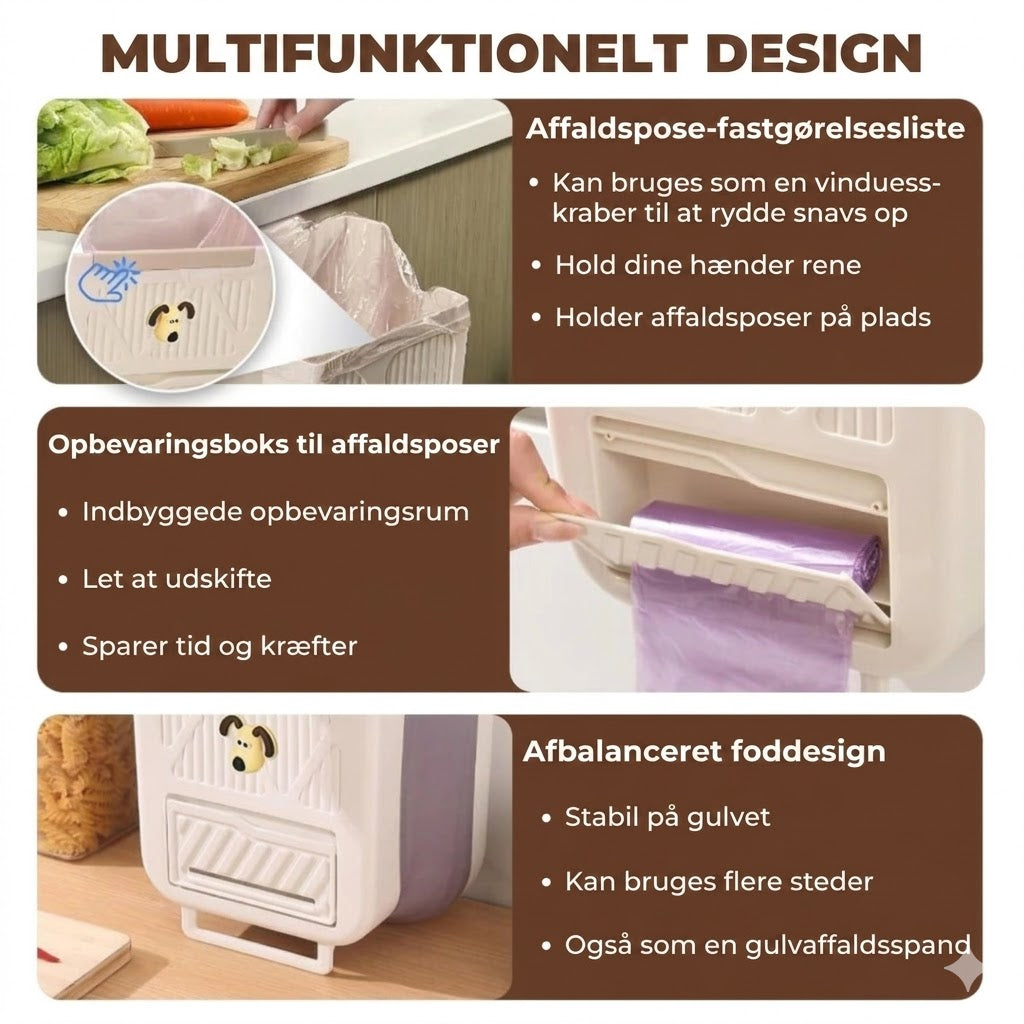 Pladsbesparende sammenklappelig affaldsspand