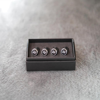 Luksus ventilhættesæt i kulfiberstil – Kulfiberlook – Universel til bil, motorcykel og cykel – Sporty hjulbeskyttelse – [4 stk.]