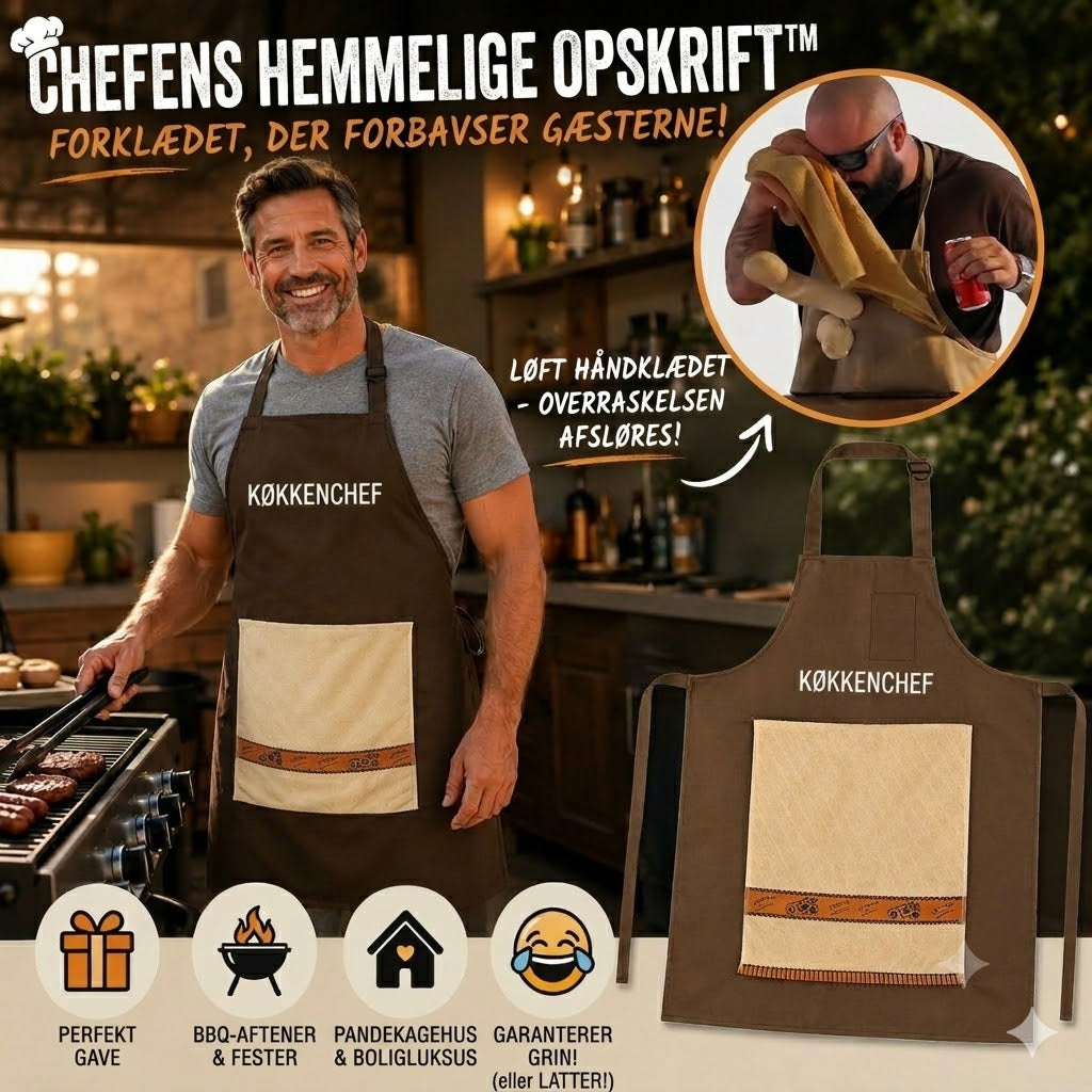 👨‍🍳 Kokkens hemmelighed – dette forklæde vil imponere dine gæster! 😂