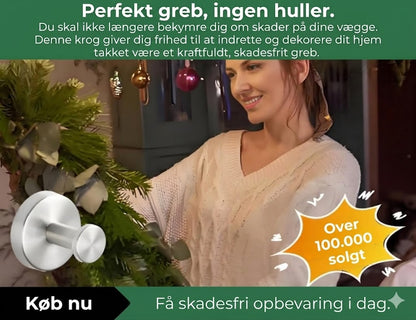 [2-pak] Stærke sugekopskroge – Selvklæbende vægkroge uden boring
