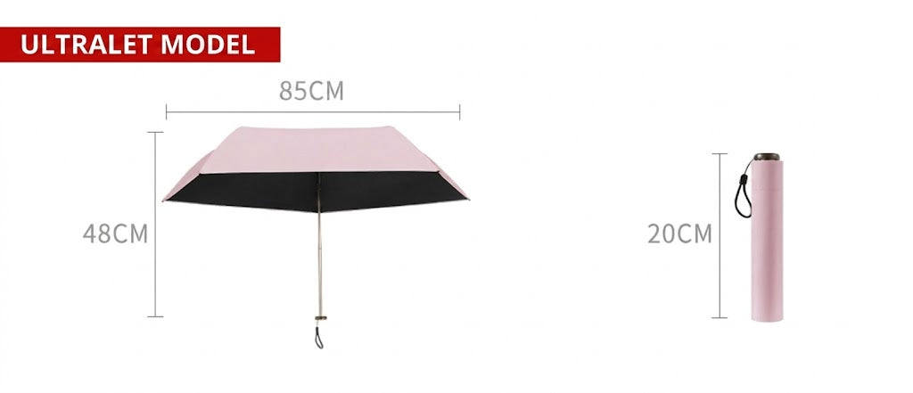 Ultralet kulfiberparaply – UV-beskyttelse (sort belægning), sol- og regnbeskyttelse ☂️