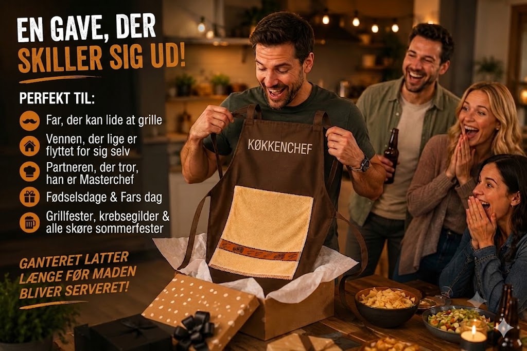 👨‍🍳 Kokkens hemmelighed – dette forklæde vil imponere dine gæster! 😂