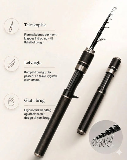 Lommefiskestang af kulfiber: teleskopfiskestang