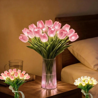 Romantisk LED-tulipanlampe – Stemningsfuld natlampe – Kunstige blomster med lys – Dekoration