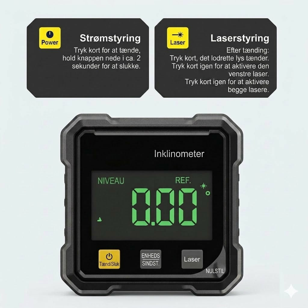 Digital lasergoniometer med magnet