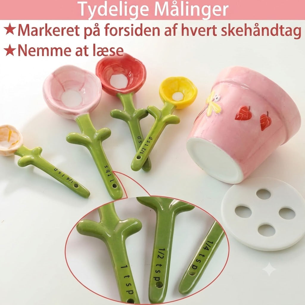 Måleskesæt formet som urtepotte