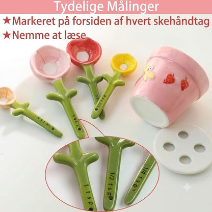 Måleskesæt formet som urtepotte