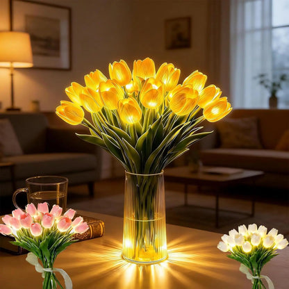 Romantisk LED-tulipanlampe – Stemningsfuld natlampe – Kunstige blomster med lys – Dekoration