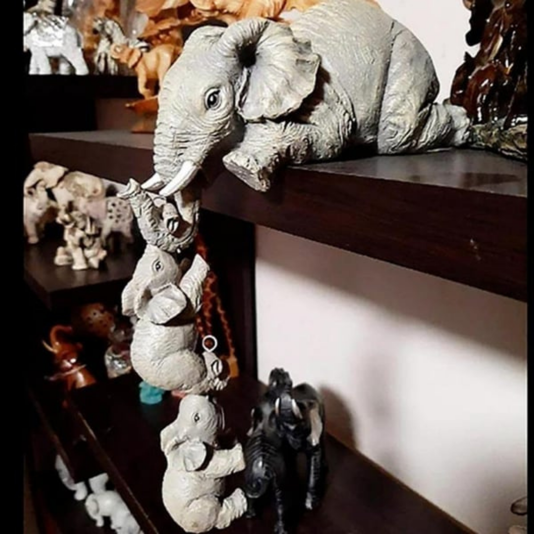 Elefantformet harpiksfigur — symboliserer stærke familiebånd