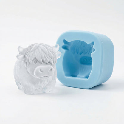 🐮 Mini skotsk højlandskvæg – 3D silikone-isterningform