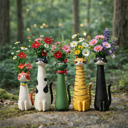 😻 Håndlavet keramisk kattevase – Unikt, originalt design – Dekorativ vase til katteelskere