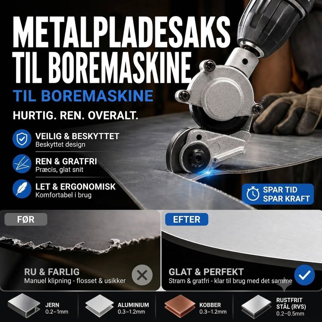 Pladeskærer-forsats til boremaskine – Elektrisk metalsaks og pladeklipper