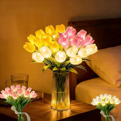 Romantisk LED-tulipanlampe – Stemningsfuld natlampe – Kunstige blomster med lys – Dekoration